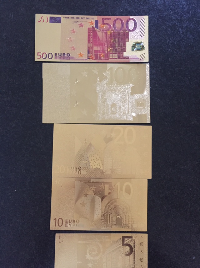 5 שטרות   יורו  מזהב  חיקוי   