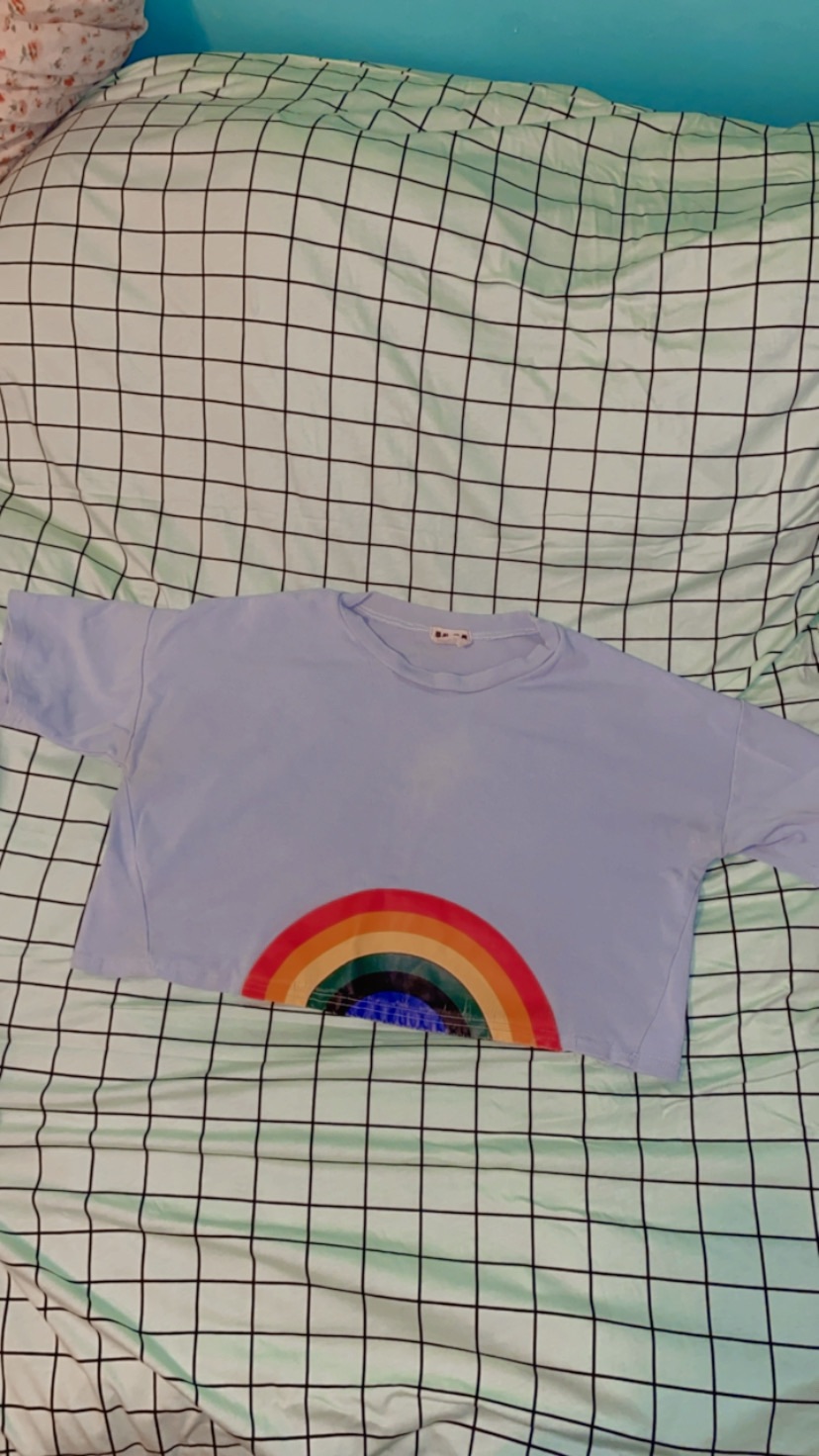 חולצה תכלת עם קשת, מידה M 