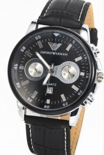 שעון אמפוריו ארמאני רפליקה עם שעון עור שחור