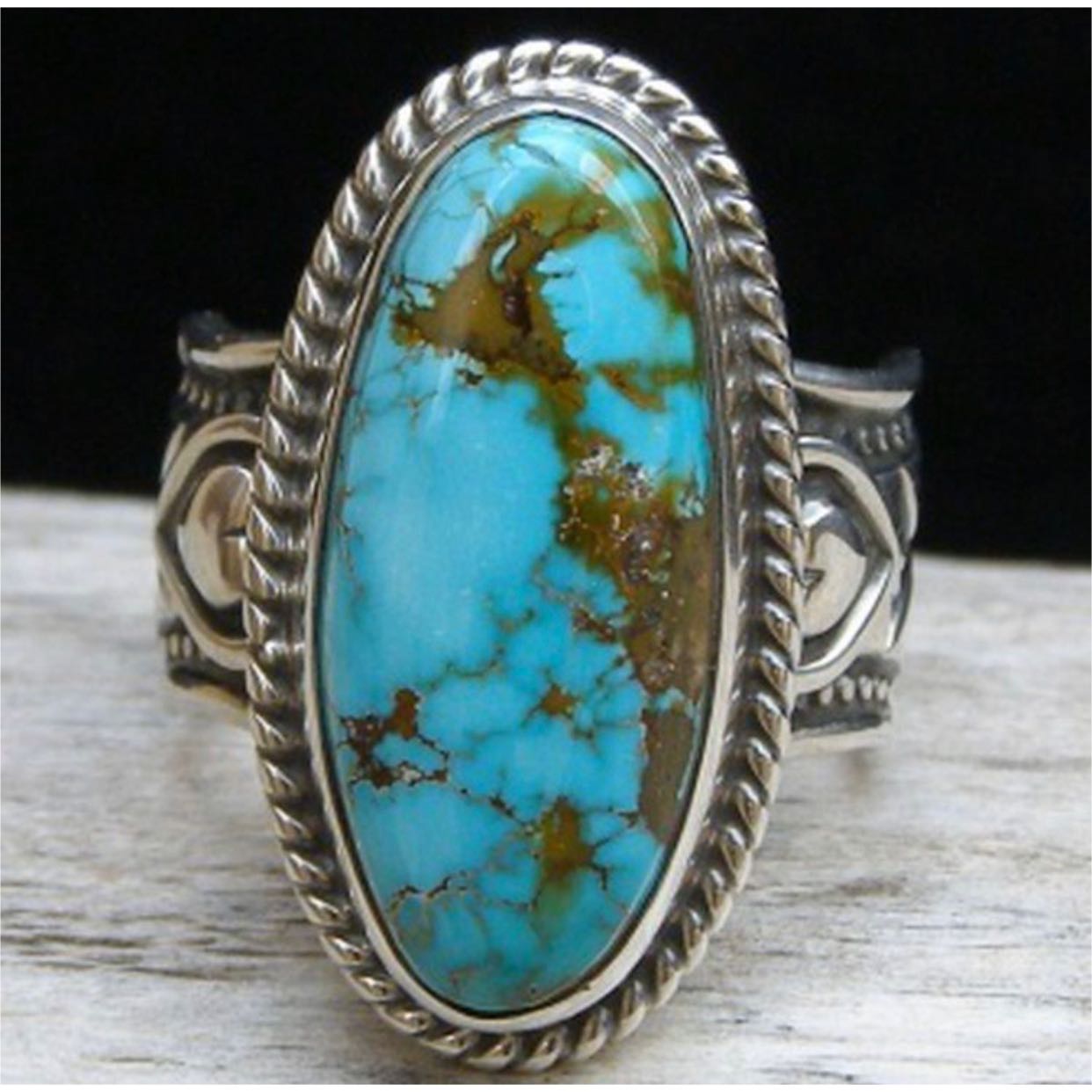 טבעת סאנשיין מעוינת טורקיז גדולה