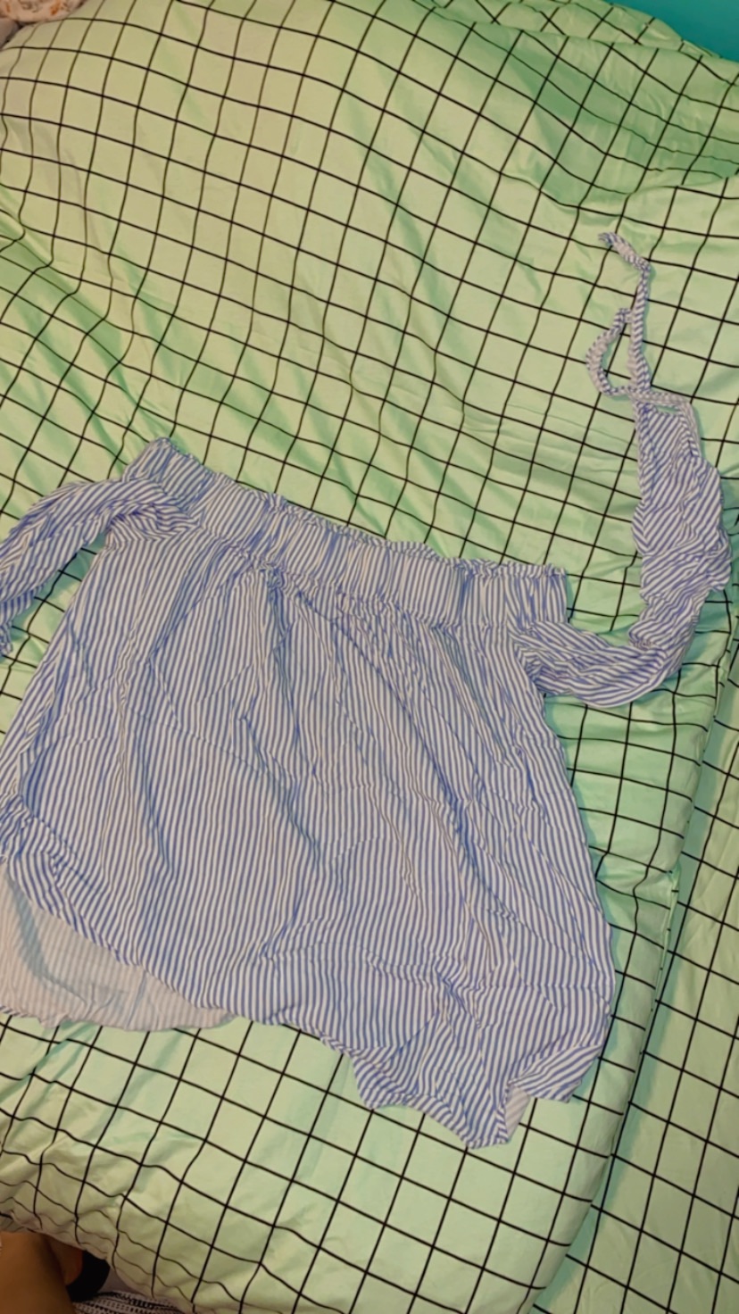 חולצת סטרפלס פסים, מידה 42, H&M