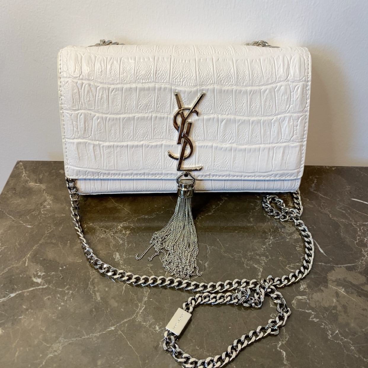 Ysl mini croco bag white 