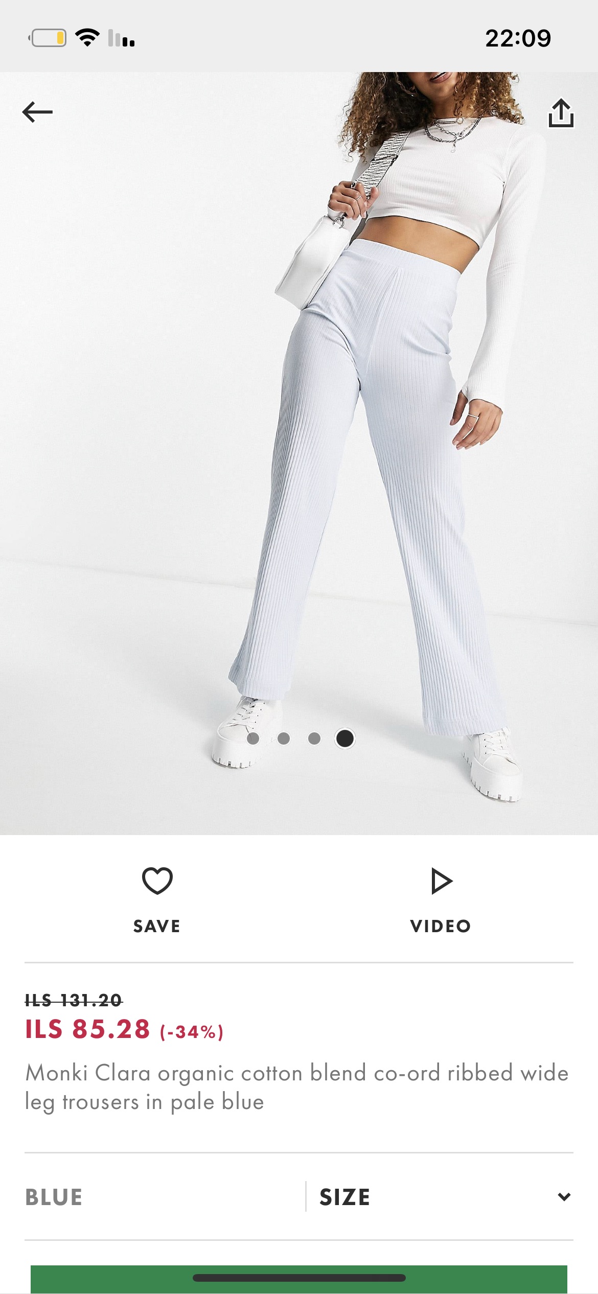 מכנסי סלים -Monki  מידה -36 