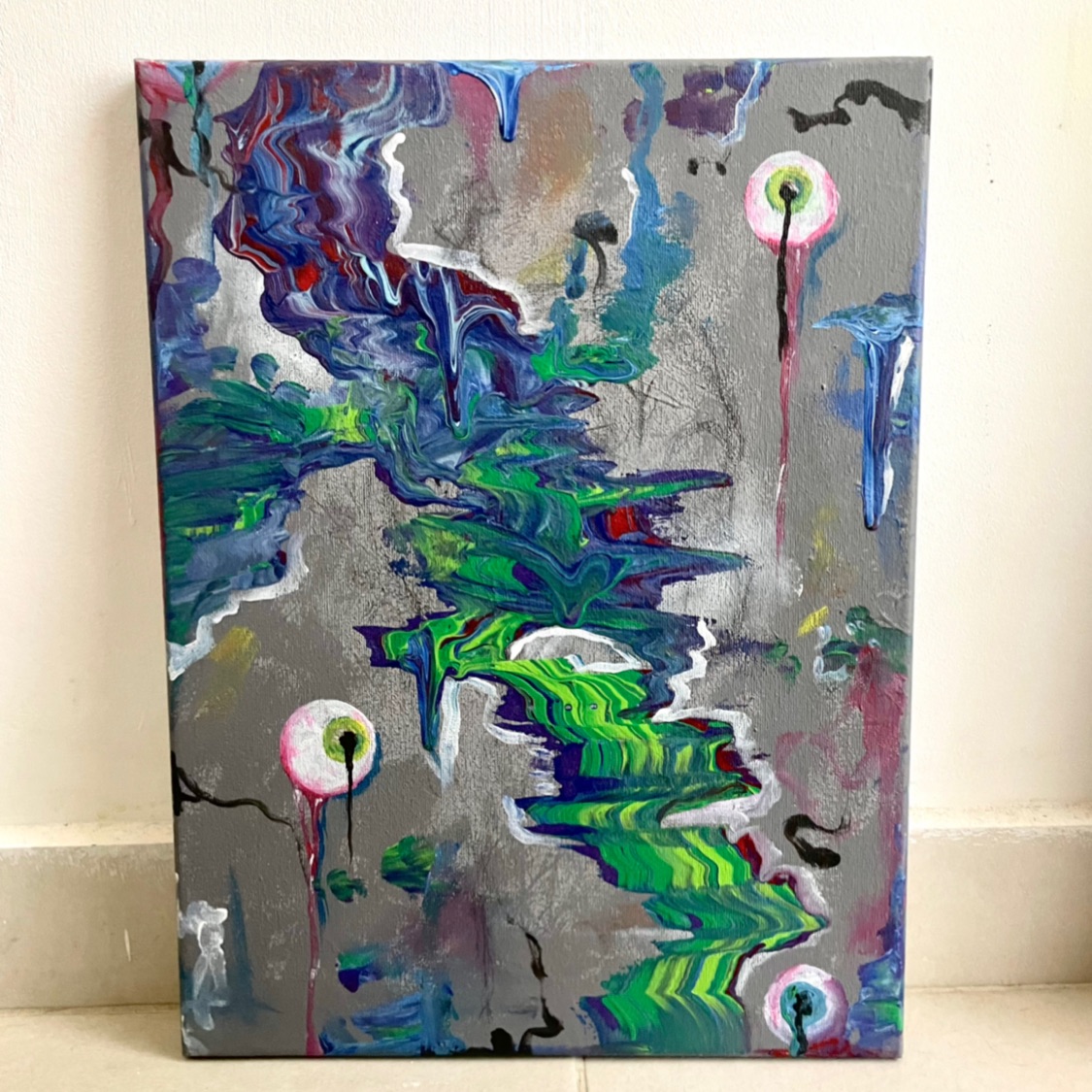 ציור: נזילה. עבודת יד 