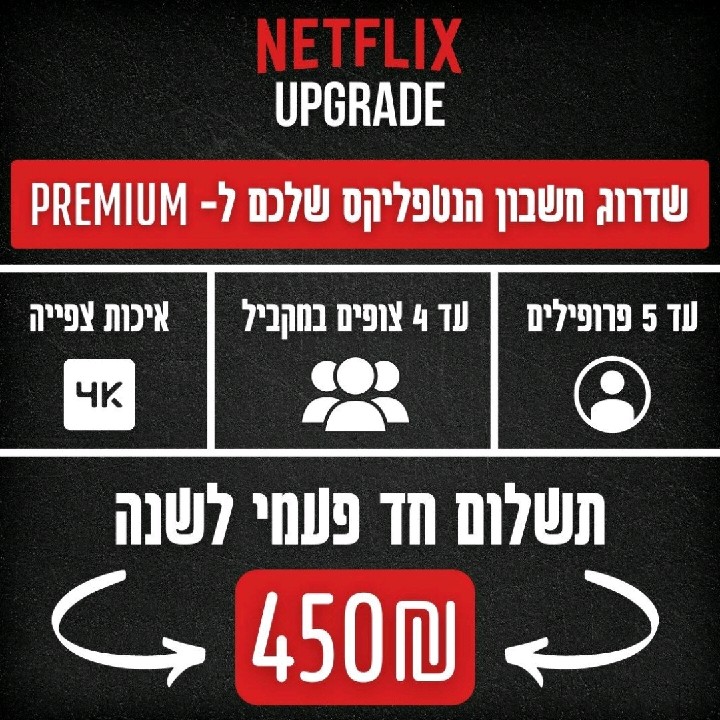 נטפליקס פרימיום לשנה