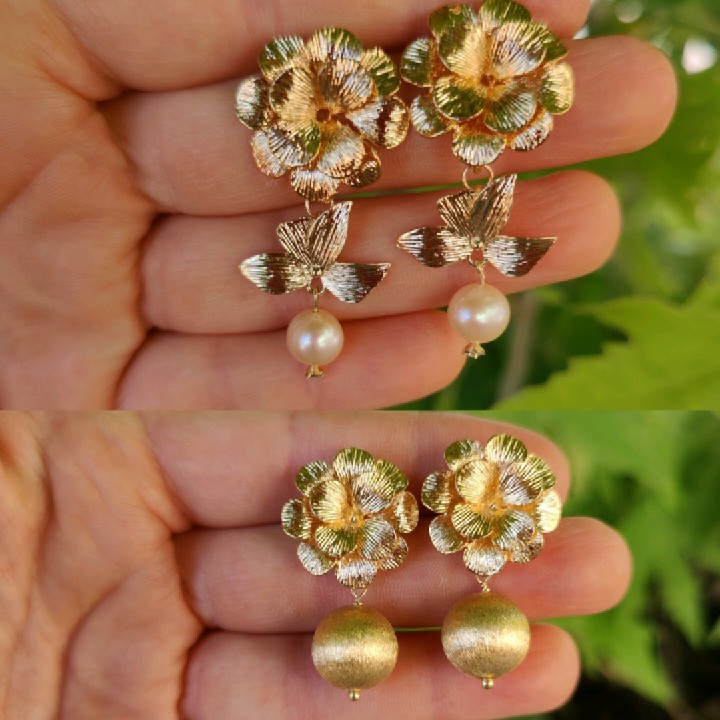 עגילי פליז בציפוי זהב