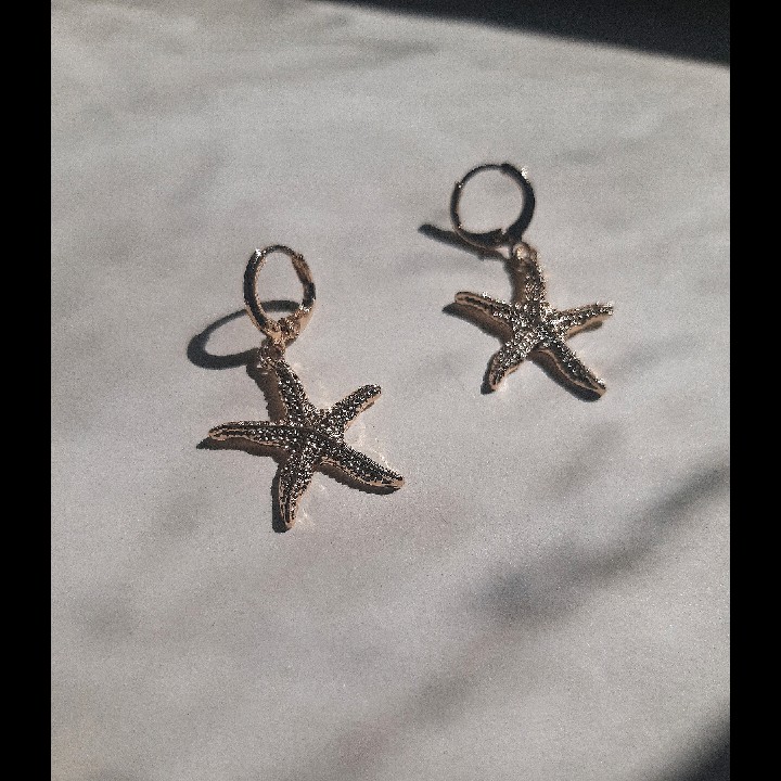 עגילי כוכב ים בצבע זהב ⭐
