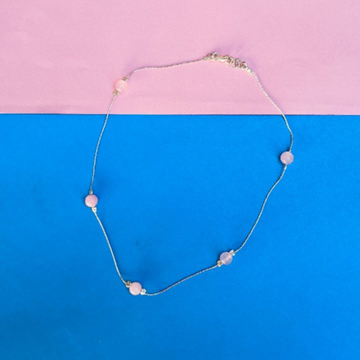 שרשרת Bubbles ורודה מכסף אמיתי 🌸