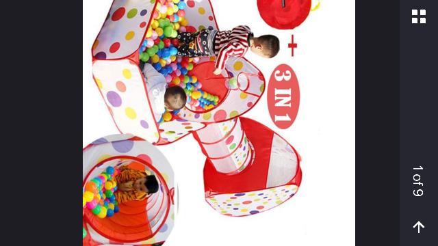 3  משחקים באחד מנהרה אוהל ובריכת כדורים