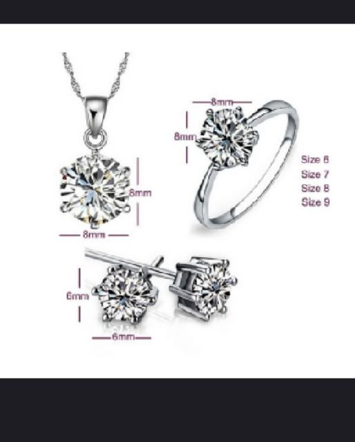 Jewelry Set Real Pure 6 Claw Cubic Zircon