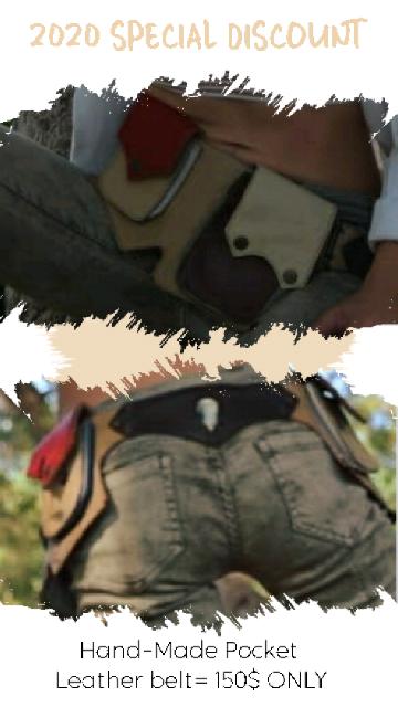 חגורת כיסים מעור עבודת יד