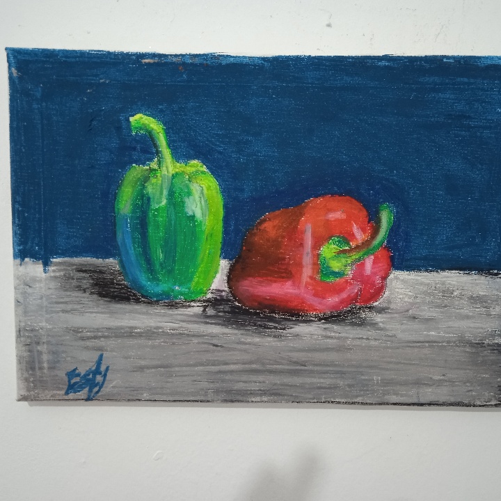 ציור פלפלים בצבעי פנדה על קנווס